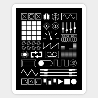 Electronic Musician Synth, Sampler and Drum Machine Controls - White Sticker